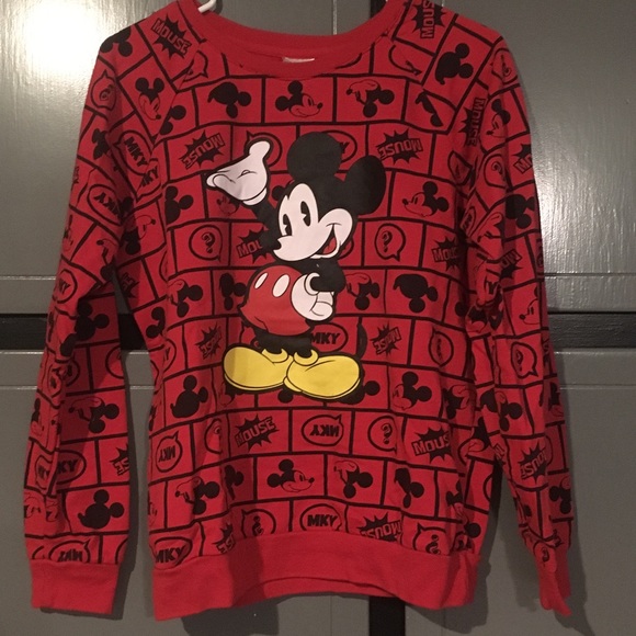 Disney Tops - Red Mickey Mouse Disney Sweater, Small